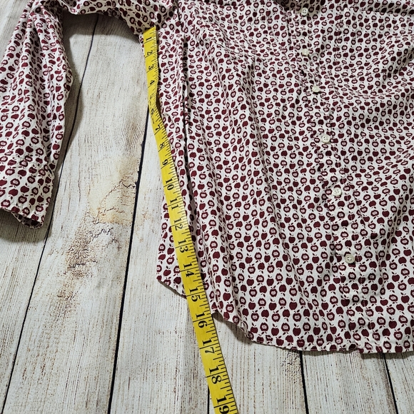 Talbots Women's long sleeve button up apple print shirt size 12 - Picture 5 of 5